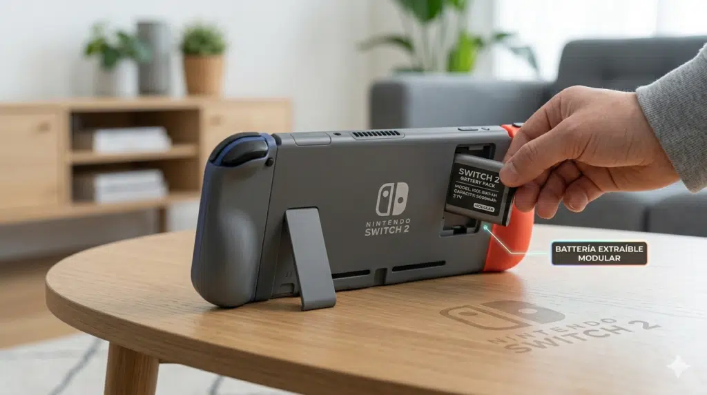 Imagen generada por IA de una posible nintendo switch 2 con bateria externa